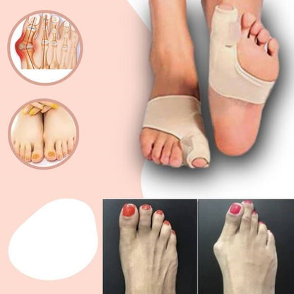 Unisex orthopedic bunion corrector for hallux valgus & hammertoe pain relief, silicone toe separator.