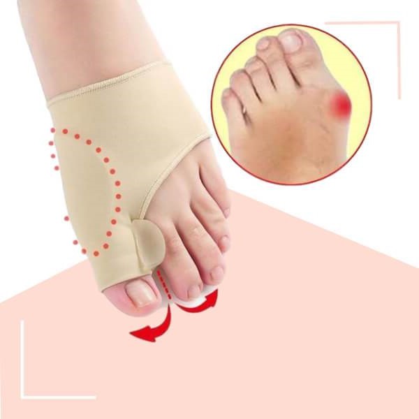 Soft silicone bunion corrector providing orthopedic support & pain relief for bunions and crooked toes.