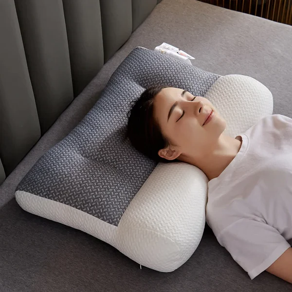 Unisex orthopedic neck pillow for side & back sleepers. Ergonomic design for pain relief & enhanced sleep comfort.