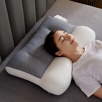 Unisex orthopedic neck pillow for side & back sleepers. Ergonomic design for pain relief & enhanced sleep comfort.