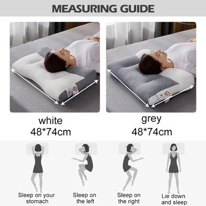 Unisex ergonomic neck pillow designed for ultimate sleep comfort & cervical support. Ideal for pain relief.