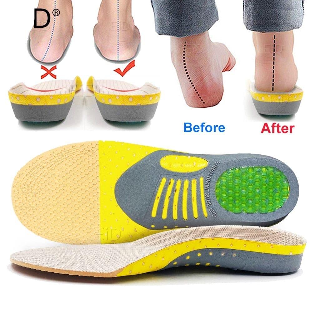 Unisex Orthotic Gel Insoles for Flat Feet & Plantar Fasciitis. Provides arch support & foot pain relief.