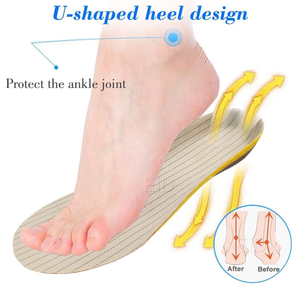 Comfortable unisex shoe inserts with gel cushioning. Ideal for foot pain relief, flat feet & arch support.