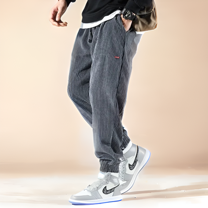 Versatile everyday corduroy sweatpants, unisex design, offering cozy comfort and a relaxed fit for any occasion.