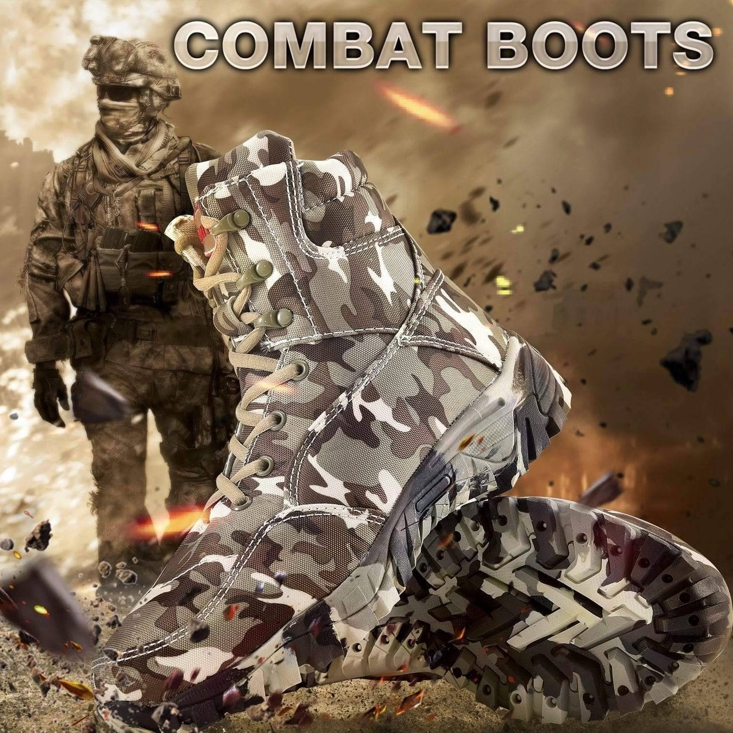 Unisex outdoor camouflage hiking shoes with non-slip sole, ideal for trekking and adventure footwear.