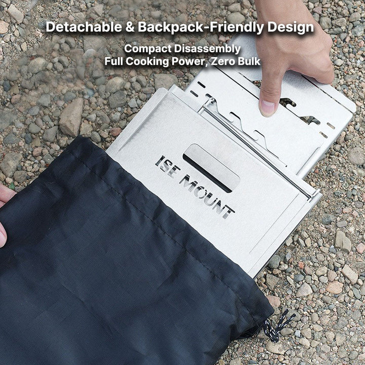 Portable charcoal camp grill and stove, perfect for any outdoor cooking adventure.