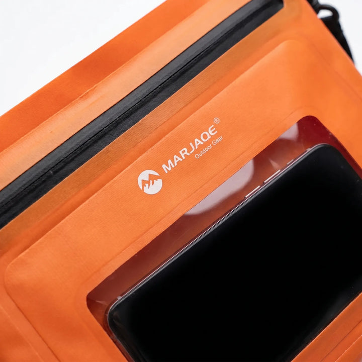 Compact unisex crossbody phone bag with clear touchscreen window for easy access on the go.