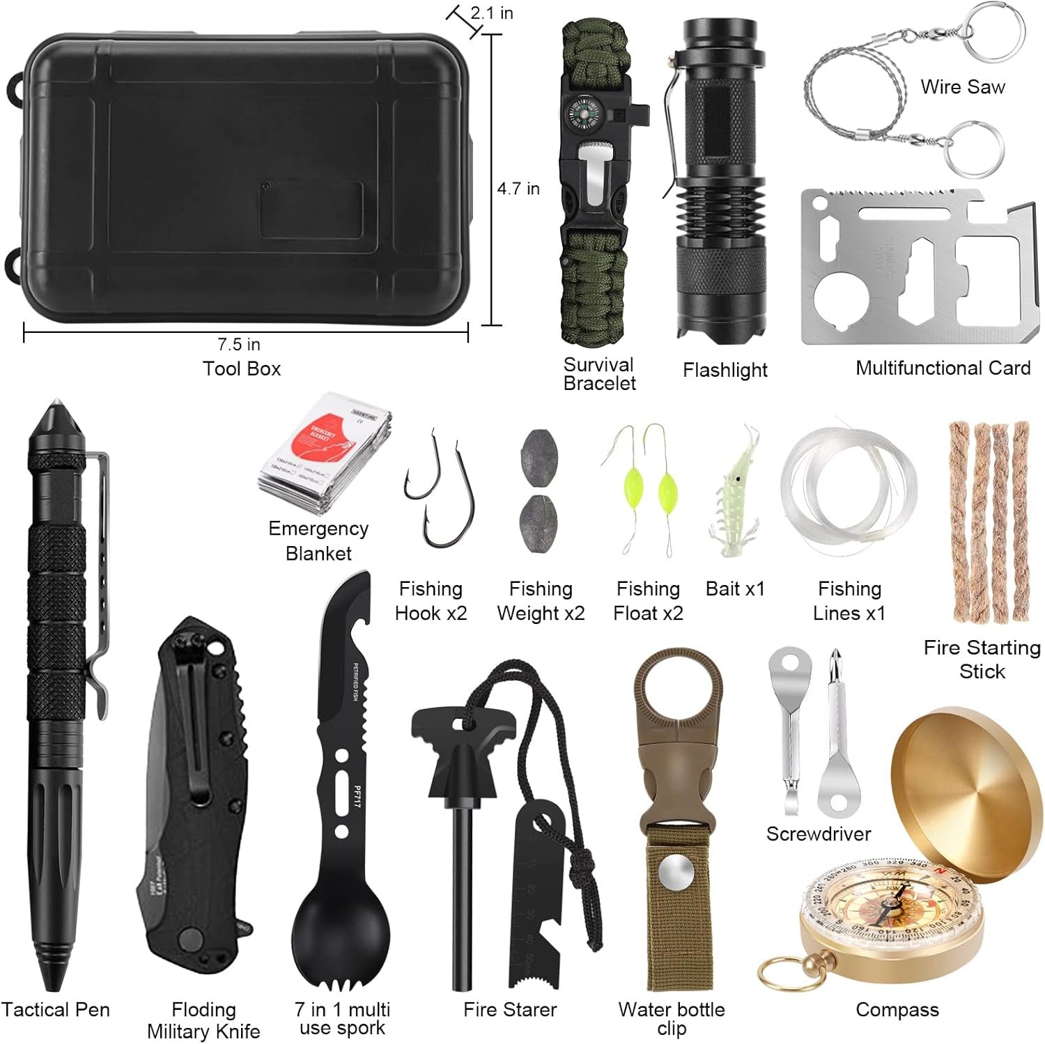 Compact bushcraft survival kit with essential emergency tools for outdoor adventure