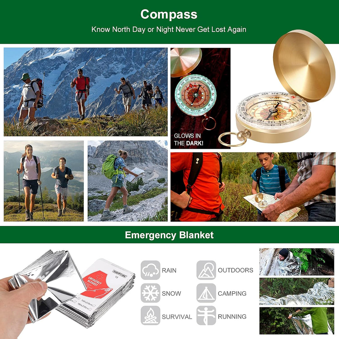 Portable outdoor emergency kit, essential survival tools for any adventure