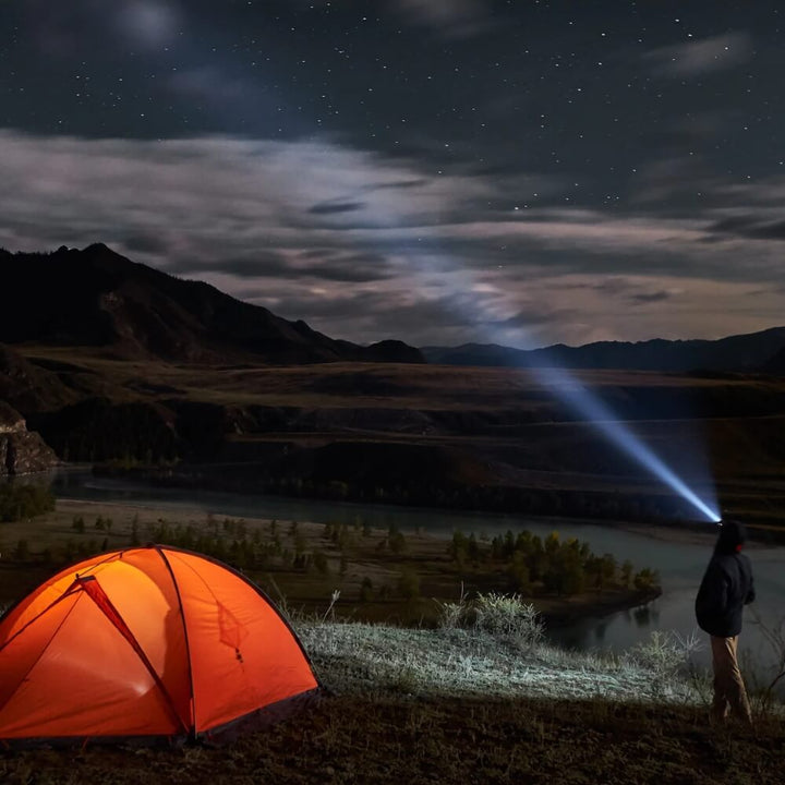Compact outdoor LED headlamp with USB charging, great for backpacking