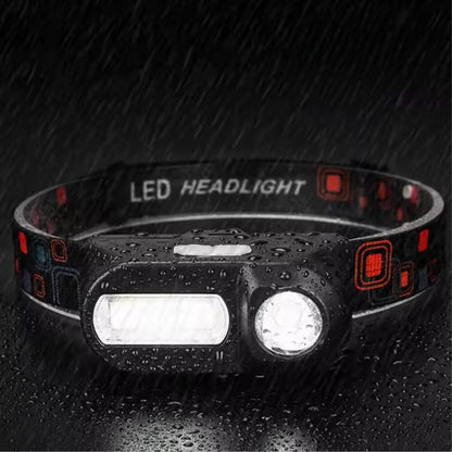 Hands-free LED headlamp for hiking and camping, providing clear visibility in low-light conditions.