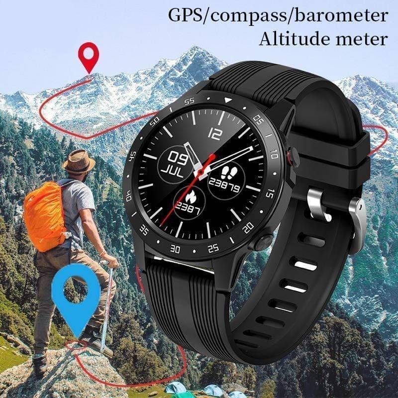 Unisex outdoor smartwatch with GPS, compass, barometer, and heart rate monitor for adventurers.
