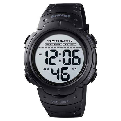 Casual and tough digital outdoor watch with time display, essential and reliable unisex sport accessory