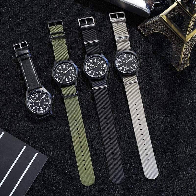 Military-style unisex quartz watch with tough nylon strap, perfect for outdoor sports & adventure gear.