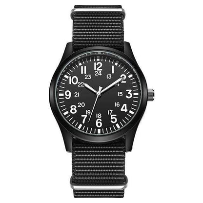 Unisex casual watch with a resilient nylon strap and precise quartz movement, an outdoor essential.
