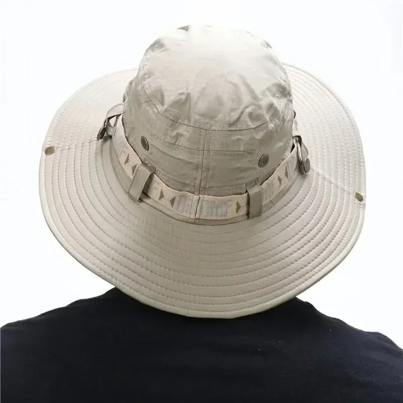 Breathable fishing sun hat with wide brim, perfect for outdoor activities