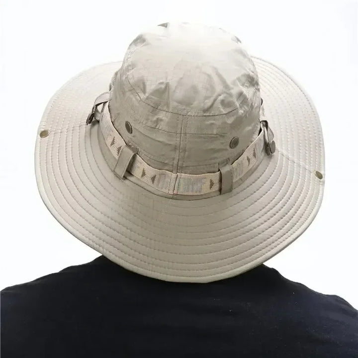 Breathable fishing sun hat with wide brim, perfect for outdoor activities
