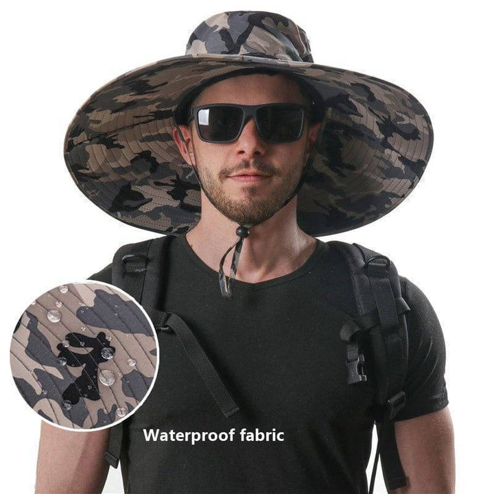 Unisex outdoor sun protection bucket hat in cotton, ideal for beach & summer activities, water-resistant