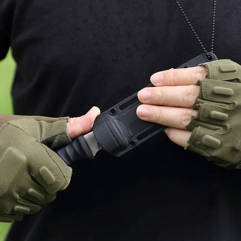 Compact unisex survival knife crafted from high hardness steel, a reliable outdoor and self-defense tactical blade.