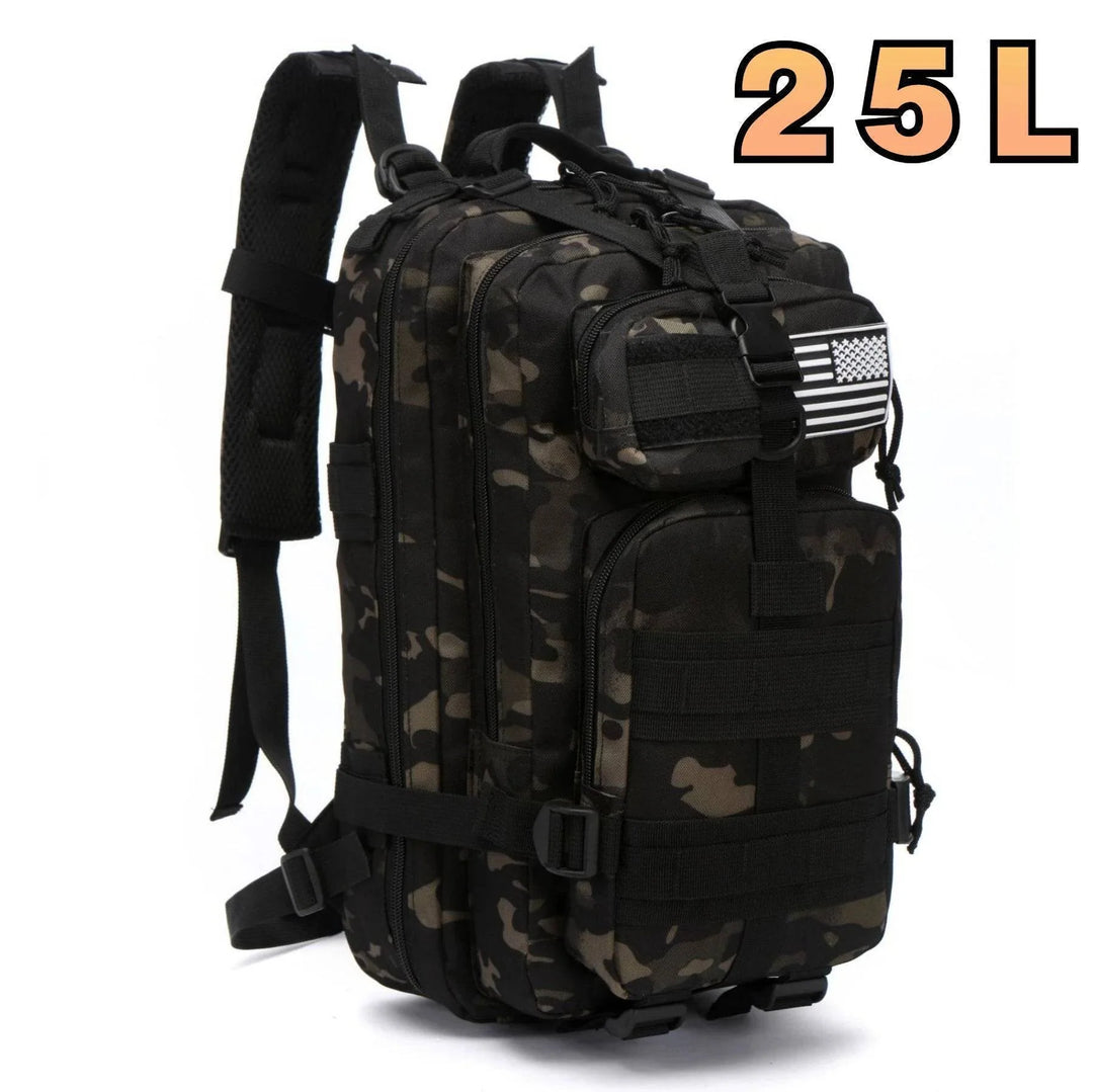 Unisex large capacity trekking bag, overhead shot showing full extent of storage