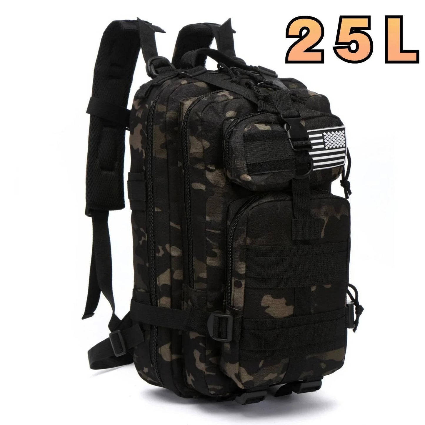 Unisex large capacity trekking bag, overhead shot showing full extent of storage