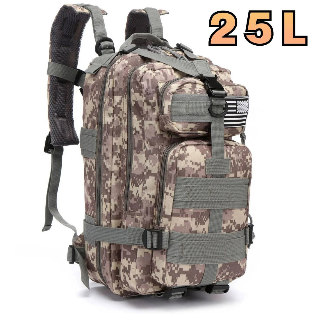 Durable outdoor backpack, close-up of breathable back panel for comfort
