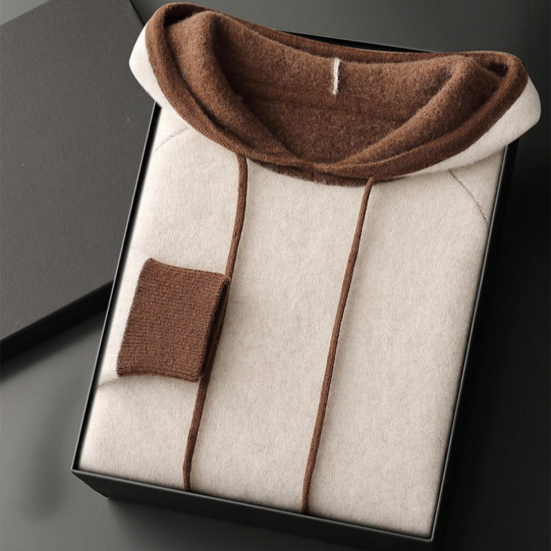 Casual unisex oversized knit hoodie, ideal for fall & winter layering, offering warmth and cozy comfort.