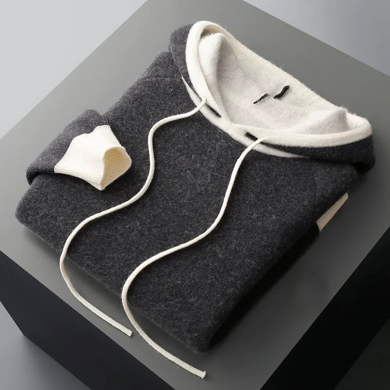 Relaxed fit oversized knit hoodie for ultimate everyday comfort, a cozy unisex casual essential for all seasons.