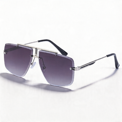 Modern rimless oversized sunglasses for unisex. Bold style eyewear offering essential sun protection.