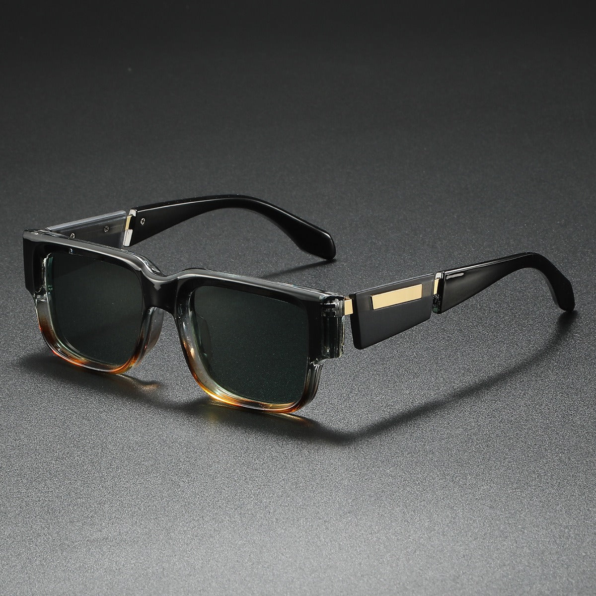 Person wearing oversized square sunglasses, showcasing a chic fashion statement & providing ultimate UV400 protection.