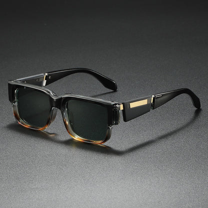 Person wearing oversized square sunglasses, showcasing a chic fashion statement & providing ultimate UV400 protection.