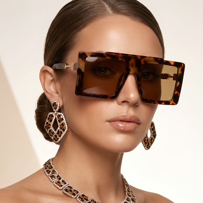 Trendy oversized square sunglasses with UV400 protection for stylish eye safety.