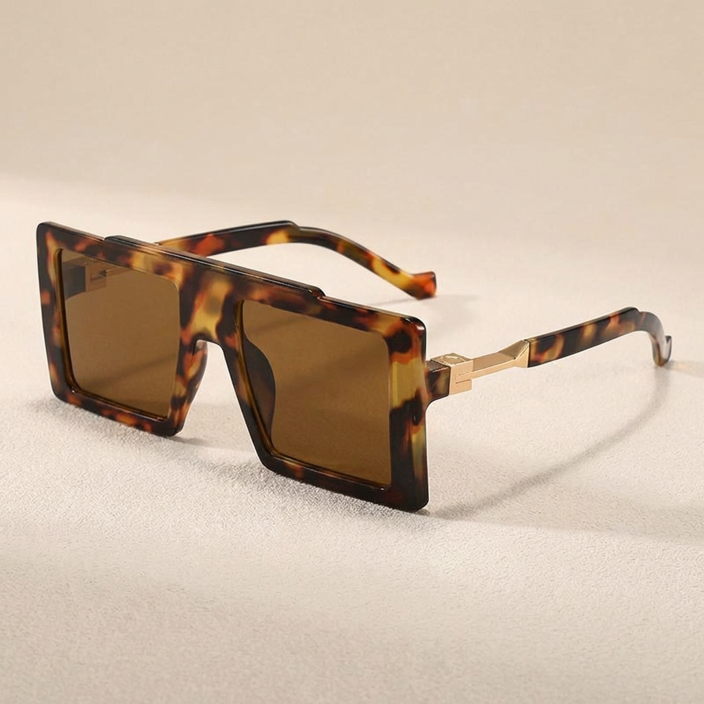Fashion-forward oversized square sunglasses, unisex design, offering UV400 eye protection.