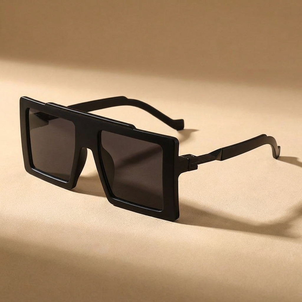 Chic oversized square sunglasses, UV400 protected unisex shades, essential fashion accessory.