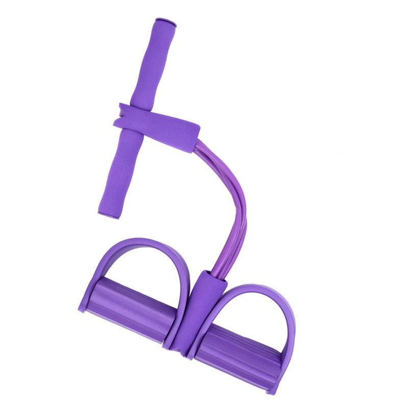 Compact pedal resistance bands for sit-ups, arm curls, and leg extensions. Portable fitness equipment.