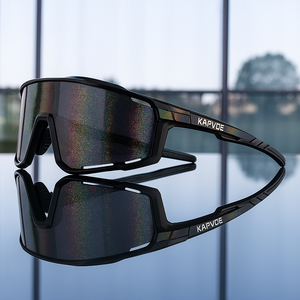 Lightweight polarized sports sunglasses for cycling & running. Features UV protection & glare reduction.
