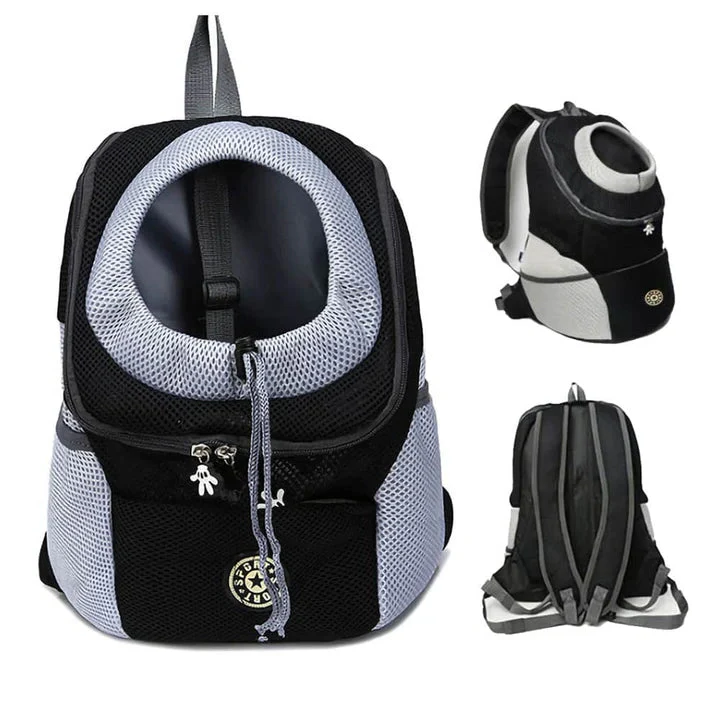 Ventilated pet carrier backpack for cats & small dogs, ensuring comfort during outdoor travel & adventures.