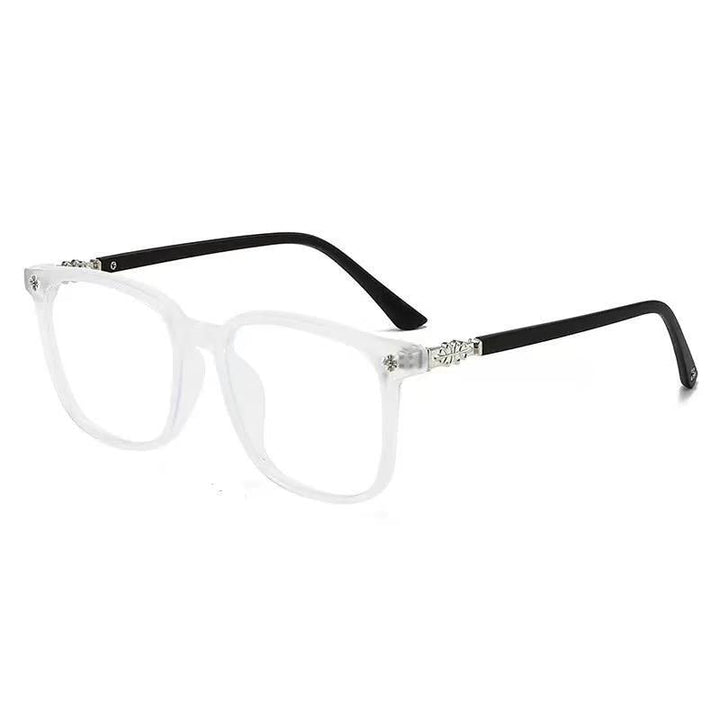 Stylish unisex acetate frame photochromic glasses, blocking blue light and UV rays for complete eye protection.