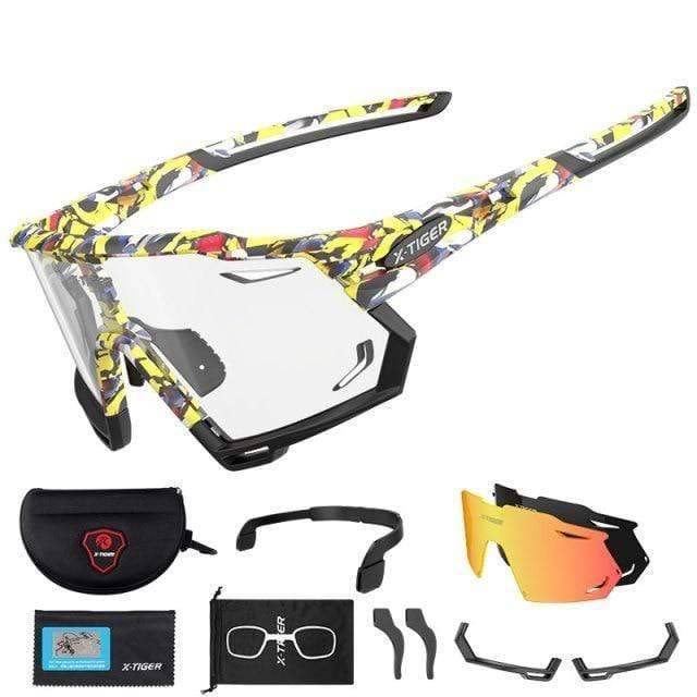 Advanced photochromic cycling eyewear, polarized, enhancing visibility on varied terrains