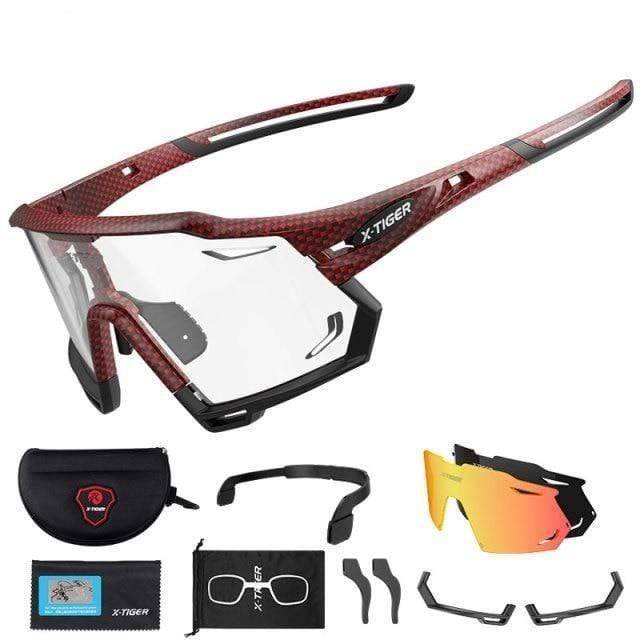 Polarized photochromic sunglasses, unisex fit, providing sun protection for outdoor sports