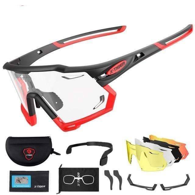 Photochromic cycling sunglasses, adaptable lenses for changing light conditions, polarized