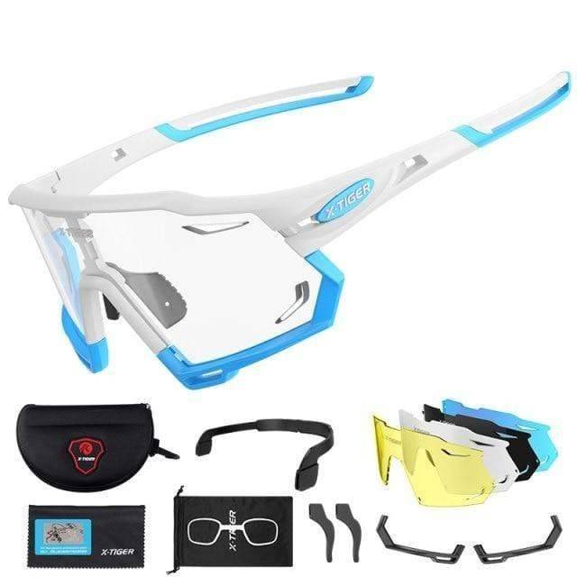 Performance cycling sunglasses, photochromic, polarized, durable for daily outdoor bike use