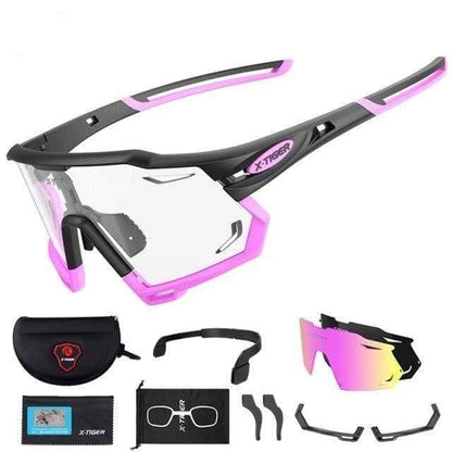 Outdoor sports sunglasses with photochromic technology, polarized, ideal for cycling & biking