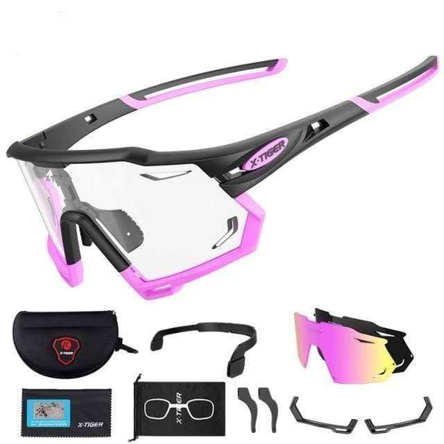 Outdoor sports sunglasses with photochromic technology, polarized, ideal for cycling & biking