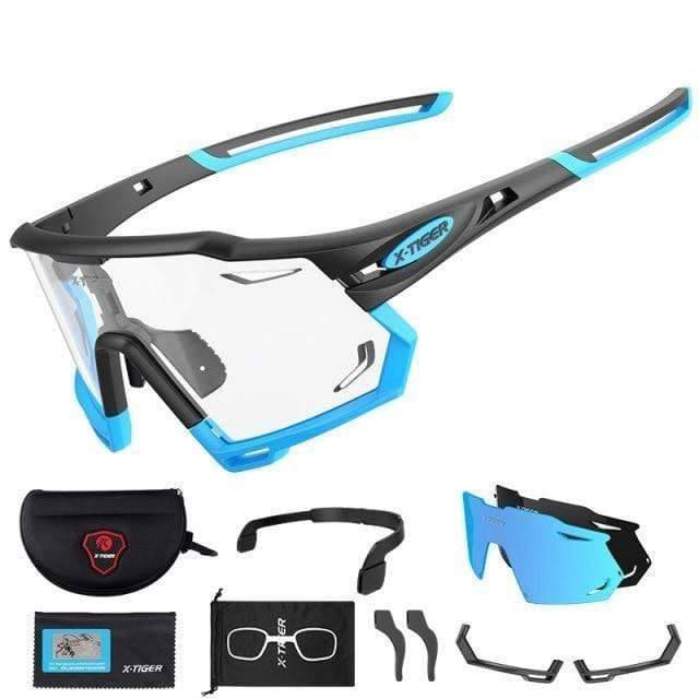 Photochromic cycling sunglasses, durable, unisex design for various outdoor sports activities