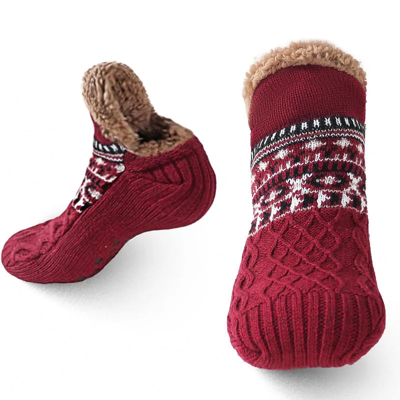 Soft winter house socks, non-slip design, offering cozy warmth and comfort for all.