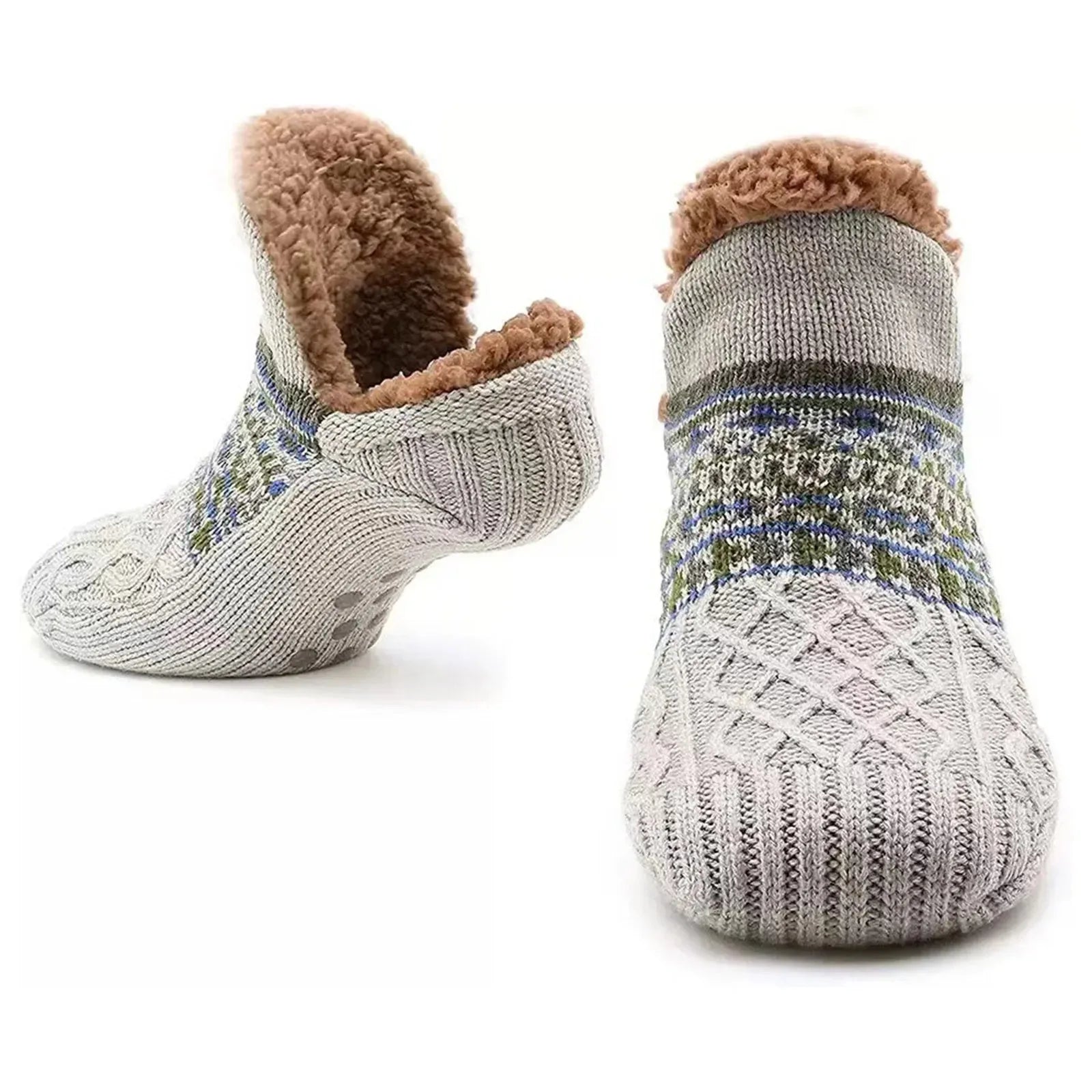 Warm and cozy non-slip lounge socks, perfect for relaxing winter evenings at home.