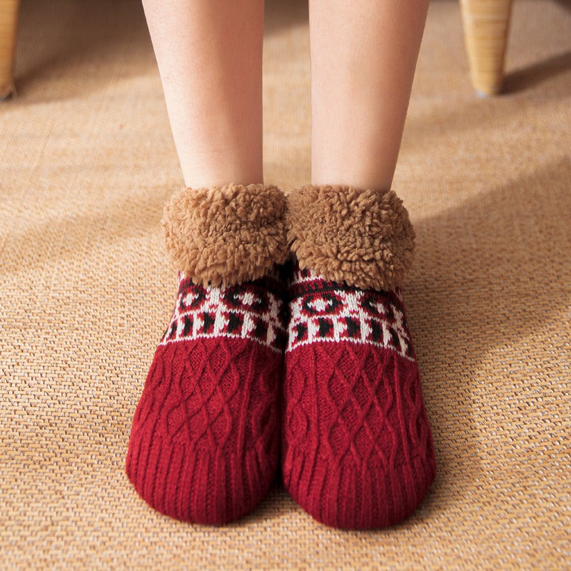 Soft and comfortable non-slip house socks, ideal for cozy lounging at home.