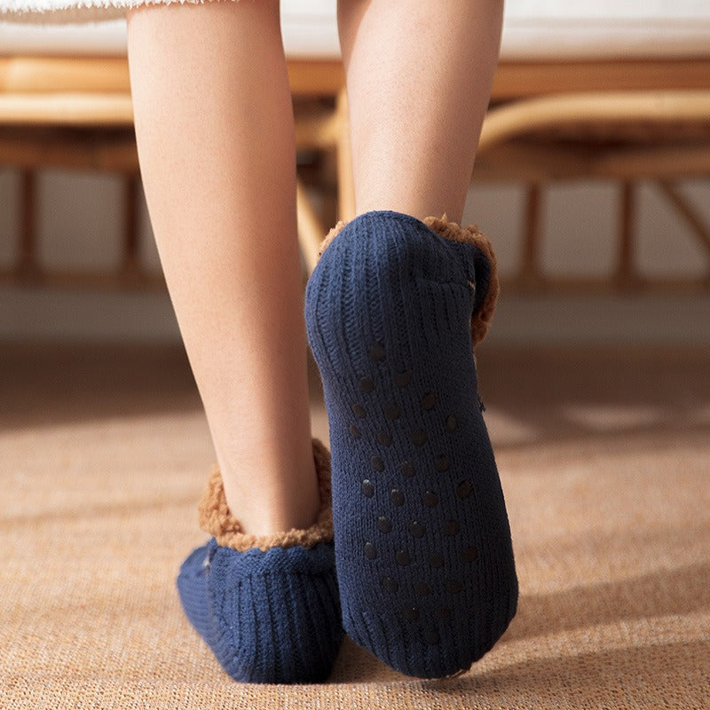 Thermal warm socks with non-slip sole, perfect for cold winter days and comfortable home wear.