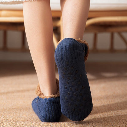 Thermal warm socks with non-slip sole, perfect for cold winter days and comfortable home wear.